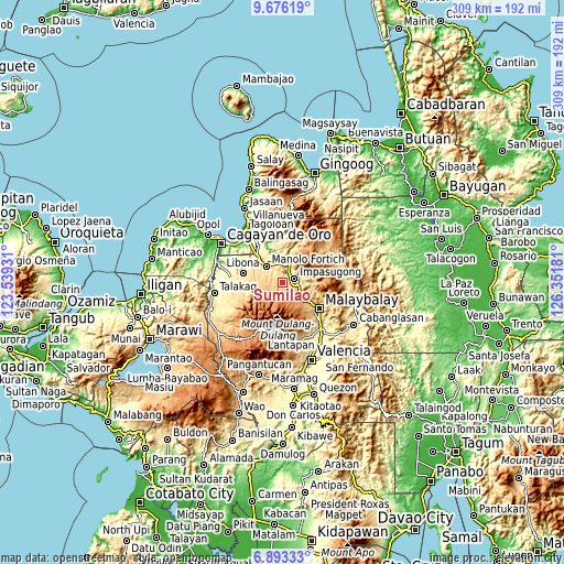 Topographic map of Sumilao