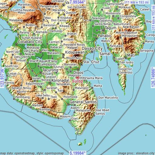 Topographic map of Sulop