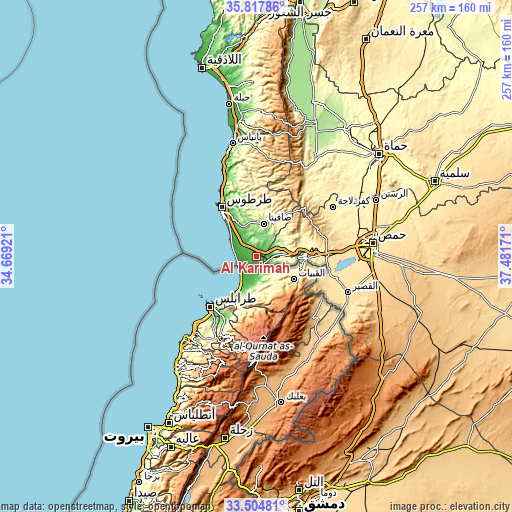 Topographic map of Al Karīmah