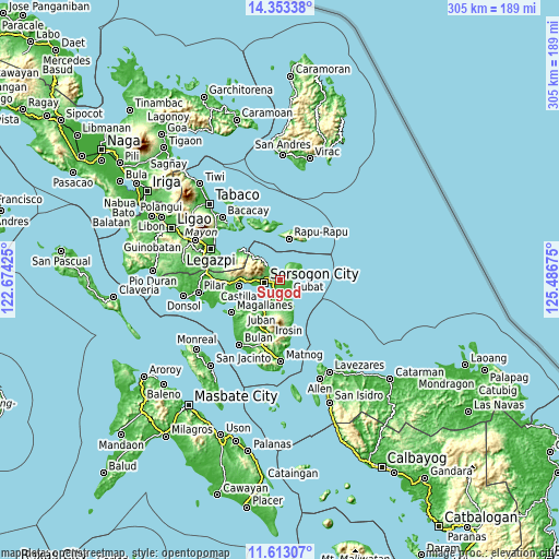 Topographic map of Sugod