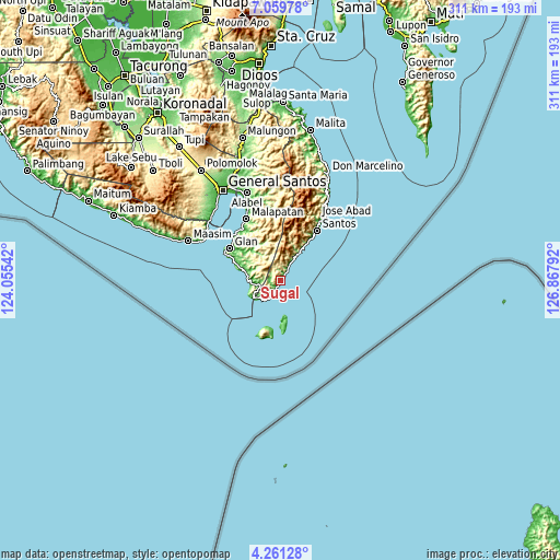 Topographic map of Sugal