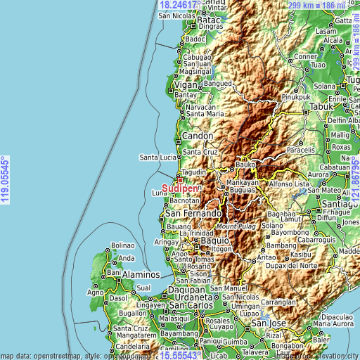 Topographic map of Sudipen