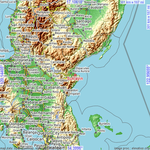 Topographic map of Suklayin