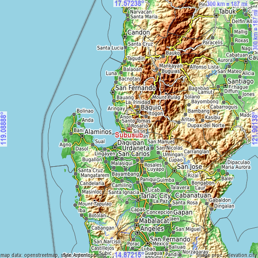 Topographic map of Subusub