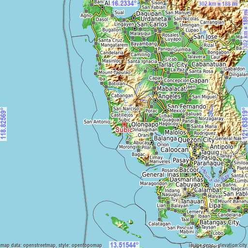 Topographic map of Subic
