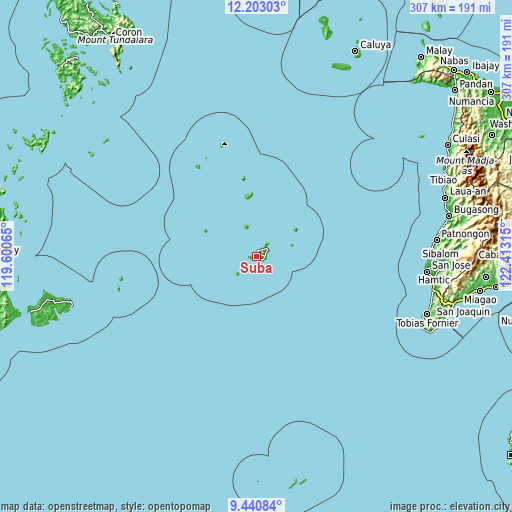 Topographic map of Suba