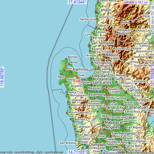 Topographic map of Sual