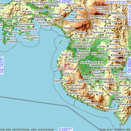 Topographic map of South Upi