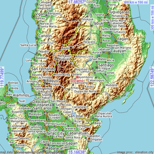 Topographic map of Solano