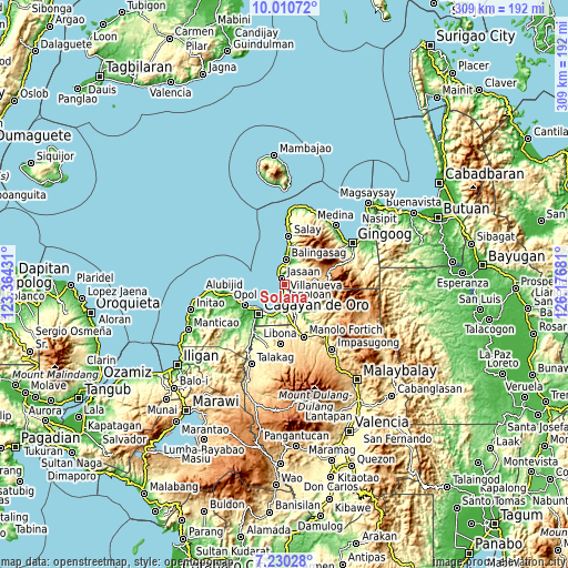 Topographic map of Solana