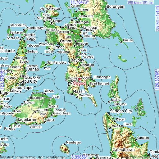 Topographic map of Sogod