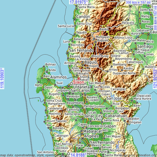 Topographic map of Sison