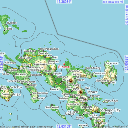 Topographic map of Siruma