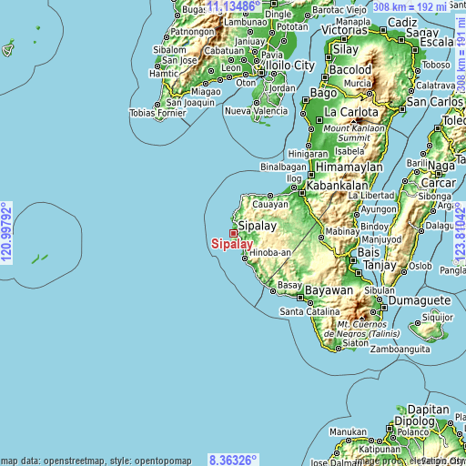 Topographic map of Sipalay