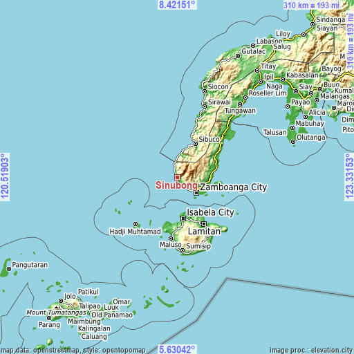 Topographic map of Sinubong