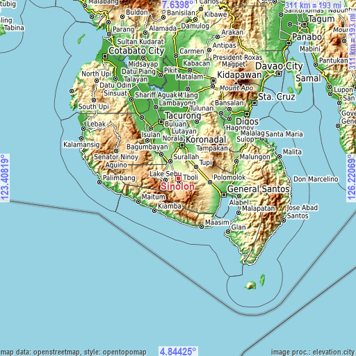 Topographic map of Sinolon