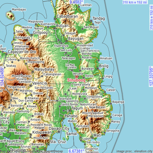 Topographic map of Sinubong