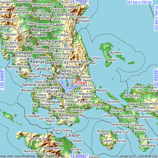 Topographic map of Siniloan