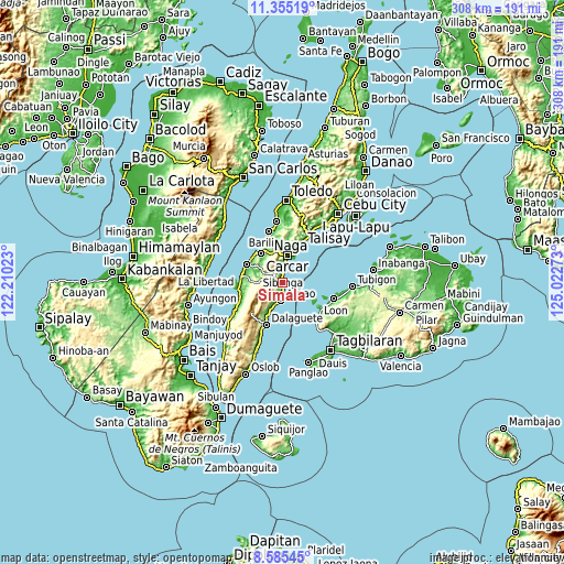 Topographic map of Simala