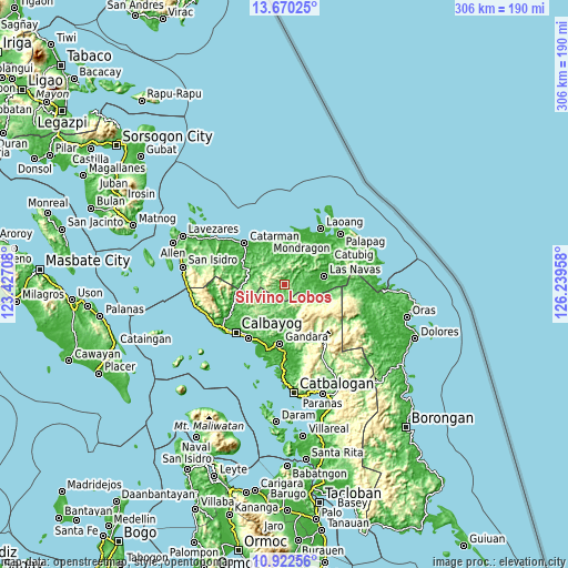 Topographic map of Silvino Lobos