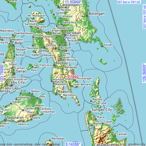 Topographic map of Silago