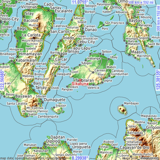 Topographic map of Sikatuna