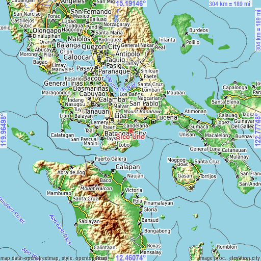 Topographic map of Sico Uno