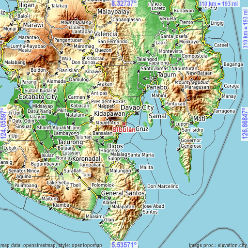 Topographic map of Sibulan