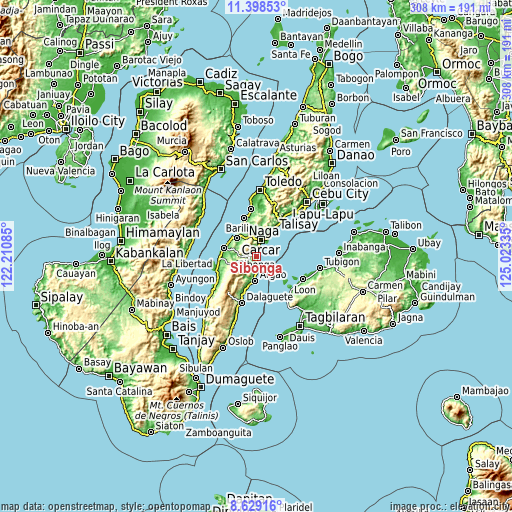 Topographic map of Sibonga