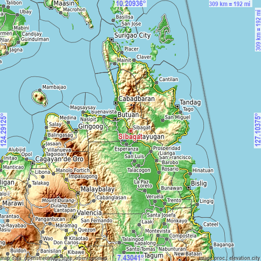 Topographic map of Sibagat