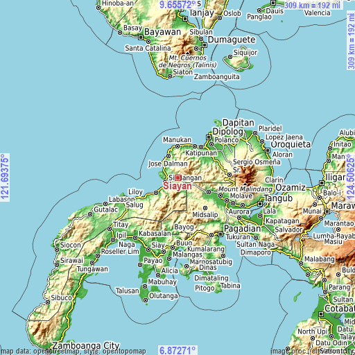 Topographic map of Siayan