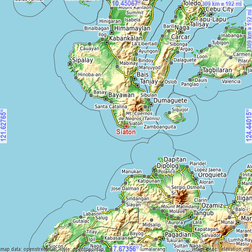 Topographic map of Siaton