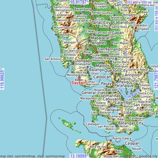 Topographic map of Saysain