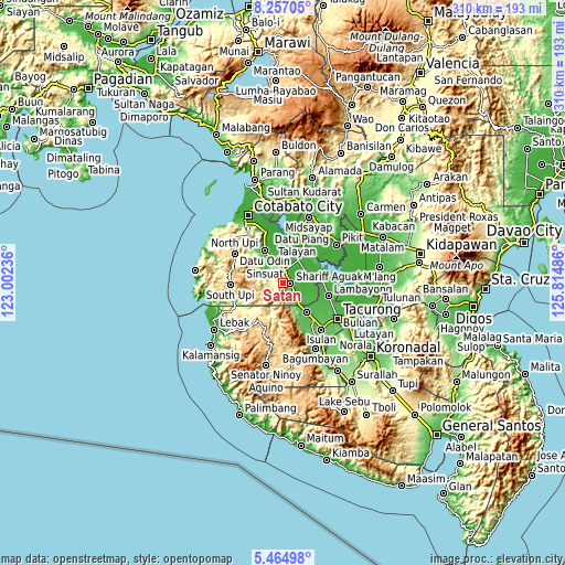 Topographic map of Satan