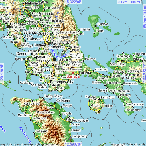 Topographic map of Sariaya