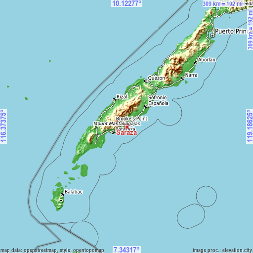 Topographic map of Saraza