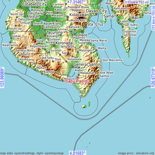 Topographic map of Sapu Padidu