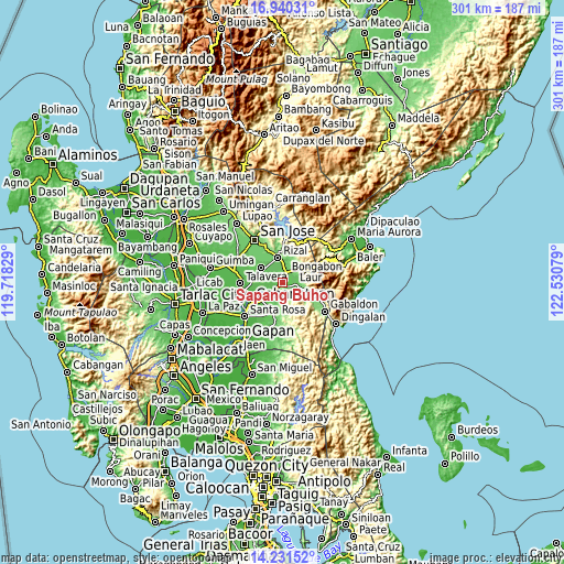 Topographic map of Sapang Buho