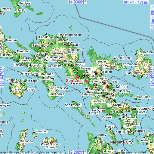 Topographic map of San Vicente