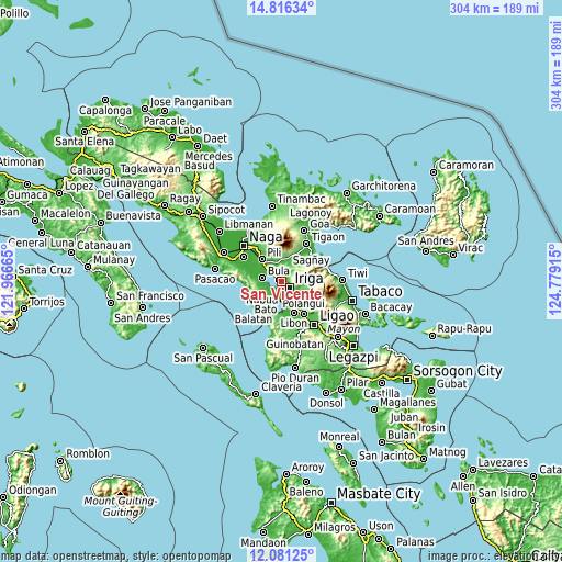 Topographic map of San Vicente