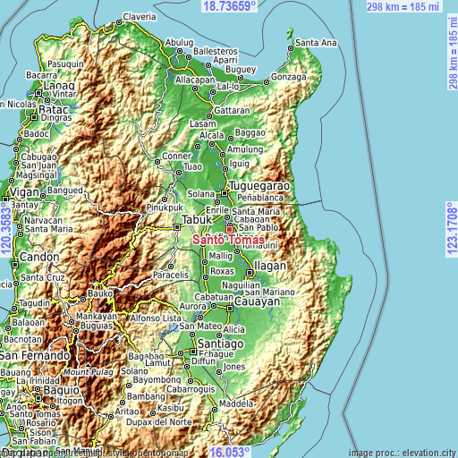 Topographic map of Santo Tomas