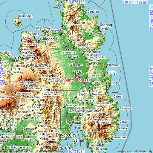 Topographic map of Santo Tomas