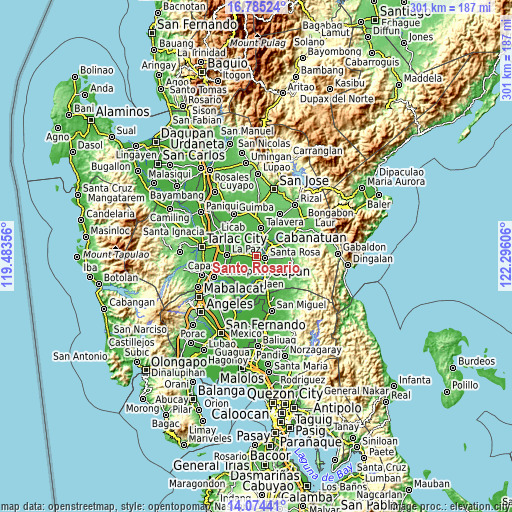 Topographic map of Santo Rosario