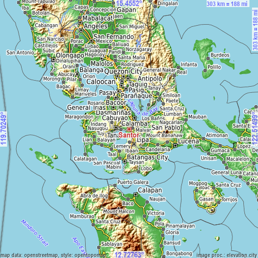 Topographic map of Santor
