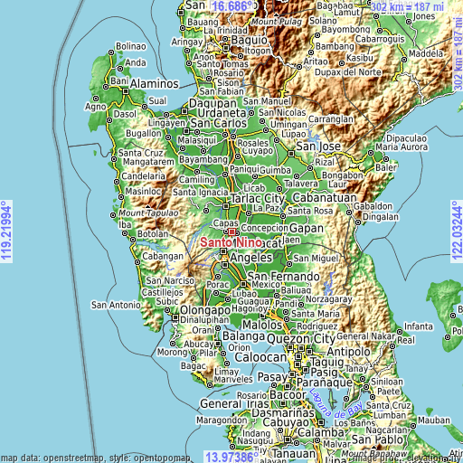 Topographic map of Santo Niño