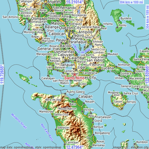 Topographic map of Santo Niño