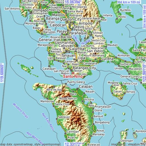 Topographic map of Santo Niño