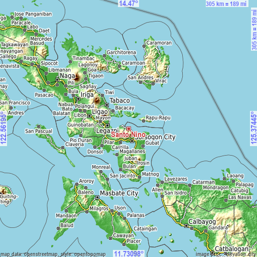 Topographic map of Santo Niño