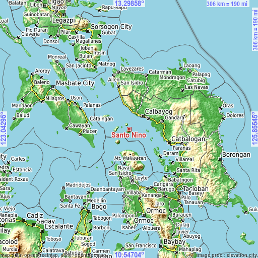 Topographic map of Santo Niño