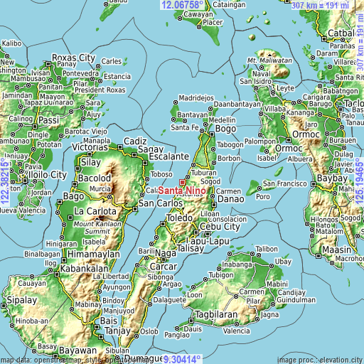 Topographic map of Santa Nino